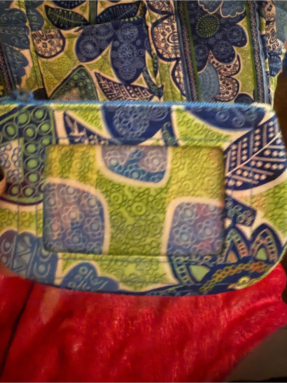 Vera Bradley Blue and Green Quilted Mini Bag with Leaf Print - Picture 2 of 4